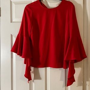 Philosophy Red Bell Sleeve Blouse